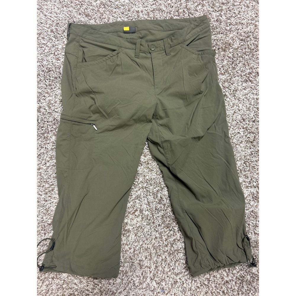 Eddie Bauer First Ascent Olive Green Hiking Capris Women 12 Cargo Stretch